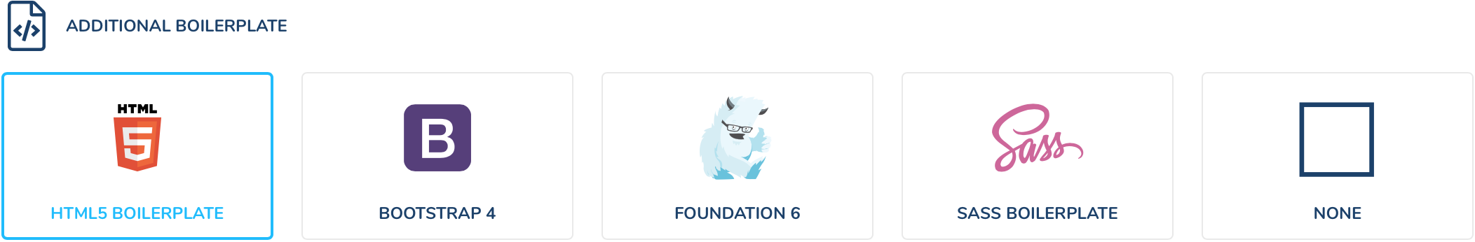 'project creation Additional boilerplate options'